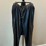 NWT Stylish Black Faux Leather cargo pants Size 2X Photo 1