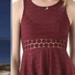 Free People Daisy Cut Out Skater Mini Dress Merlot Womens Size 12 Sleeve… Photo 0