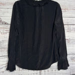 J.Crew  Black 100% Silk Ruffle Mock Neck Blouse Long Sleeve Top 8 Photo 0