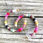 Multi color beaded semi hoop earrings Photo 5