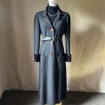 Vintage Fathi Due Paris Pure Cashmere Coatigan S/M Gray Fur Cuff Long Maxi Coat Photo 15