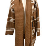 Tahari  | Tan and Cream Mosaic pattern open front cardigan size small Photo 0