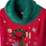 Holiday Time  Women’s XL Sweater Cowl Neck Christmas ‘oh what fun’ Bells Holiday Photo 1