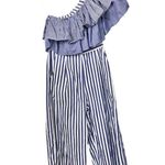 J.Crew One Shoulder Ruffle Blue & White Stripe Jumpsuit 2 Photo 2