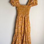 OPT Daphne Smocked Midi Dress Small Orange Photo 1
