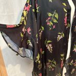 Victoria's Secret  Black Satin Robe with Pink and Green Floral Photo 4