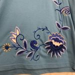Indigo Moon Vintage Blue Floral Embroidered Short Sleeve 1x Shirt. 2148 Photo 1