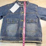 FMX Distressed Denim Jacket Frayed Collar Cuffs Hem Button Front Pockets Blue Size 2 Photo 7