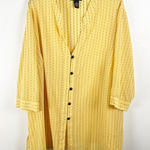 Maggie Barnes  Yellow Black Striped Long Sleeves Sheer Button Top, Size 3X Photo 0