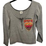 Wave trade grey cropped long sleeve bike week shirt size small Photo 0