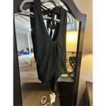 NEW REORIA Criss Cross Halter Neck Bodysuit Top Clubwear L Black Size L Photo 5