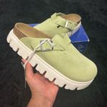 Birkenstock PAPILLIO by Boston chunky green suede platform clogs mules slip on shoes new Photo 5