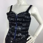 Bebe PH8 by Zip Bustier Active Top Size S Printed Black Y2K Photo 5