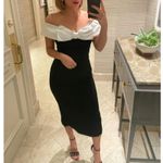 Rebecca Vallance Hepburn Bow Midi Dress Black US 4 Photo 1