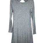 Loft  gray speckled textured open back long sleeve rib knit sweater dress M NEW Photo 0