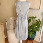 GO BY GO SILK Linen Silk Blend Dress Waist Tie Vacation Lightweight Travel Sz S Gray Photo 2