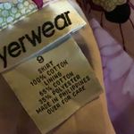 Vintage circle skirt Byerwear abstract birds floral pink knee length 8 Multiple Photo 3