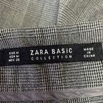 ZARA  Gray Plaid Ruffle Pockets High Rise Straight Leg Crop Ankle Trouser Pants M Photo 3