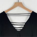 Good Luck Gem  Black Strappy Long Sleeve V-Neck‎ Blouse NWT Size L Photo 7