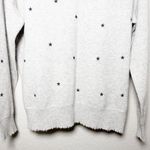 AQUA Cashmere Womens LG Embroidered Star Sweater Gray Distressed Hem Celestial Photo 5