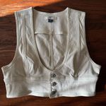 American Eagle Outfitters Denim Crop Top White Photo 0