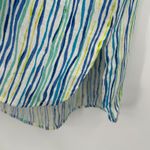 Cathy tunic M petite linen blend short tab sleeve zip front stripe beach resort Green Size M Photo 6