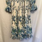 Flying Tomato A. Calin by  Small Ivory Blue Floral Long Sleeve Pleated Midi Dress Photo 4
