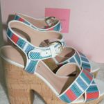 Kate Spade  Grace Striped Raffia Platforms Size 8 1/2 NIB Photo 2