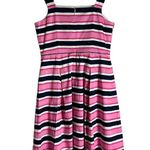 Talbots  Pink Navy White Striped Square Neck Pleated Sleeveless Dress Size 4 Photo 9