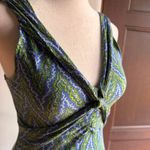 Free People Y2K Vintage | Blue and Green V Neck Fit and Flare Dress Extra Small Photo 3