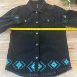 Two Fly Black Corduroy Shirt Jacket Aztec Western Medium Photo 2