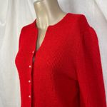 VTG 90’s Petites Just For You Red Cardigan Cozy Knit Sweater Puff Sleeve S M Size undefined Photo 5