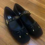 Black Mary Jane Ballet Flats with Gold Accents Size 8 Photo 0