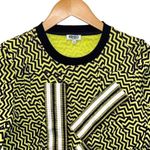 Kenzo Womens Geometric K Broken Floor Pullover Sweatshirt Yellow Black Size XS Photo 1