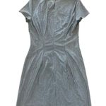 Casual Corner Metallic Silver Mini Dress Women Size 8 Silver Short Sleeve Formal Photo 3
