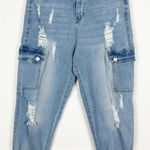 American Bazi  Los Angeles Denim Joggers Baggy Distressed Denim Pockets Small Photo 0