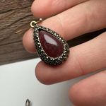 Lia Sophia  Plum Red Teardrop Rhinestone Dangle Pierced Earrings Bronze Tone Photo 3