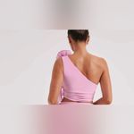Babyboo Elegant Pink One-Shoulder Crop Top Photo 1