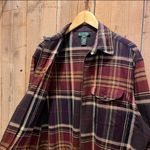 Ralph Lauren Plaid Purple Burgundy Brown Flannel Shirt Jacket Top Long Sleeve 100% Cotton-S #streetwear #goth #indie #grunge Photo 2