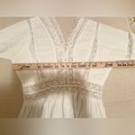 None Vintage 70s Prairie Lace Maxi Dress Flare Bell Sleeve Sheer Western Wedding Photo 12