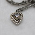 Trifari Rare Crown  Vintage Crystal Rhinestone Heart Silver Tone Necklace Photo 1