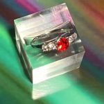 Boutique July Ruby Red Ring Sterling Silver Shine Bedazzled Gemstone Tiara Crystal Y2K Photo 12