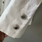 Versace VTG 90's Classic V2 White Collared Shirt Metal Logo Buttons L Old Money Photo 9