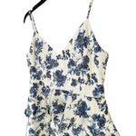 En Saison A Sight To See Peplum Midi Dress Womens L Navy Blue Floral Jacquard White Size L Photo 4