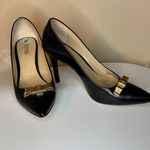 Michael Kors Black Patent Leather Heels with Gold Detail Photo 0