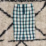 ZARA Green & White Checkered Pencil Skirt Photo 2