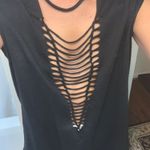 Boutique Low Cut Black Cut Off T-shirt  Photo 0