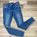 INC International Concepts Skinny Jeans Tweed Fringe Side Mid Rise Size 0 NWT Blue Photo 0