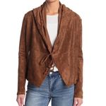 BLANK NYC NWT  Tan Faux Suede Hooded Moto Jacket. Size Small Photo 0