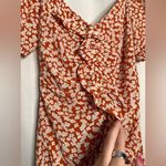 ASTR  The Label Orange and White Floral Ruched Ruffle Dress Small Photo 6